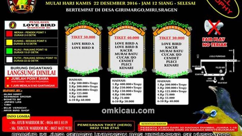 Brosur Lomba Burung Terbaru 2025 , Update Terus!